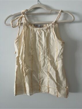 Old Navy Gold & Cream Tie-Shoulder Tank Top